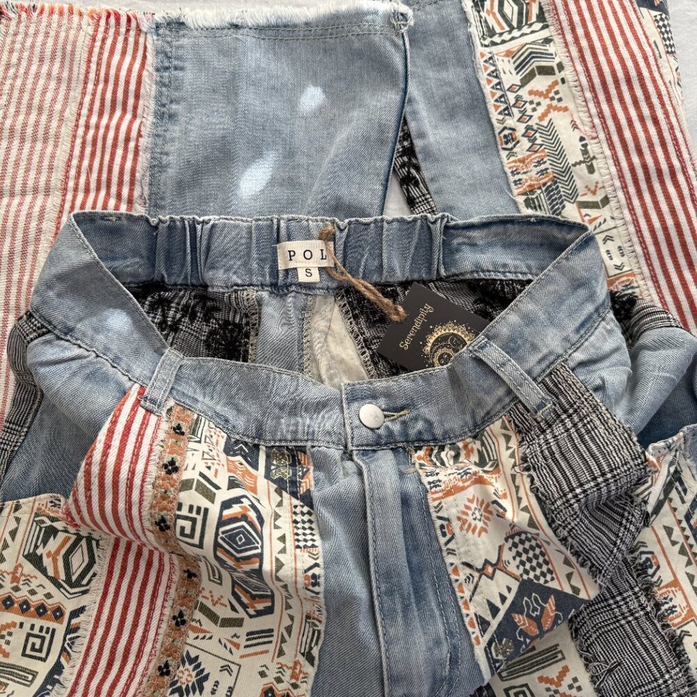 Boho Grunge Street Punk Denim Extreme Oversized Raw Edge Distressed Jeans - Picture 10 of 13